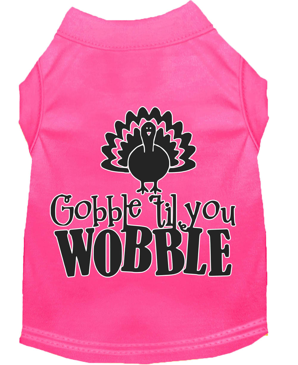 Gobble til You Wobble Screen Print Dog Shirt Bright Pink Med